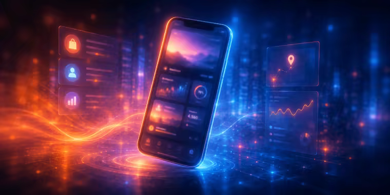 Mobile app with data panels and user features